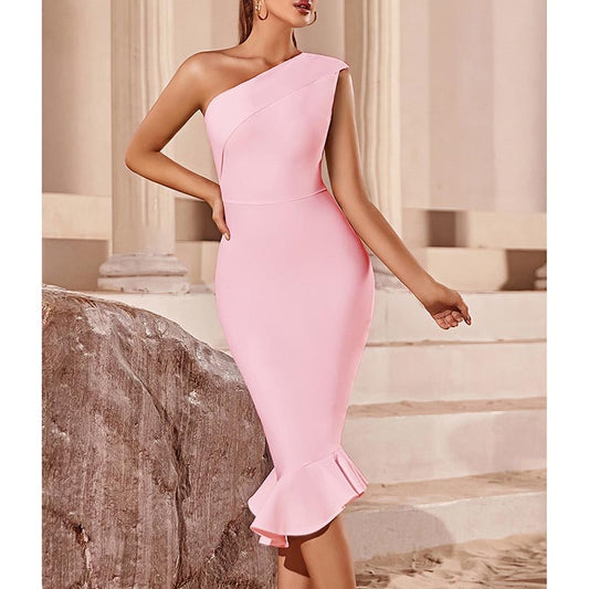 One Shoulder Party Dress Body-con Event Dress Girls Night Party Cocktail Dress