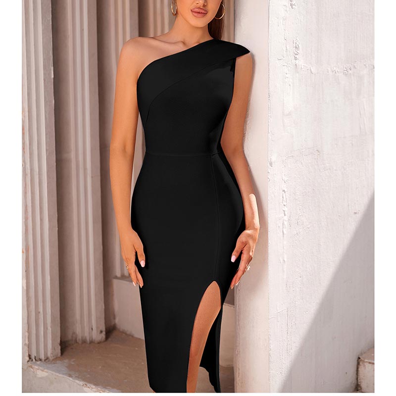 One Shoulder Cocktail Dress Event Bandage Dress Body-con Evening Party Dress