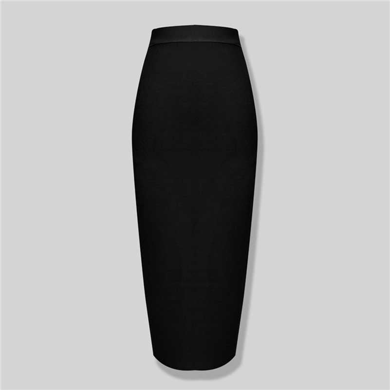 Elegant Bandage Elastic Pencil Long Skirt Knitted Body-con Skirt Sexy Fit Casual Wear Skirt