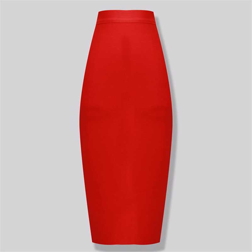 Elegant Bandage Elastic Pencil Long Skirt Knitted Body-con Skirt Sexy Fit Casual Wear Skirt