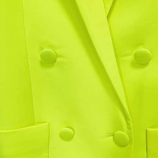 Fluorescent Yellow Pantsuit Two Piece Set Ladies Pants Suits Formal Suit