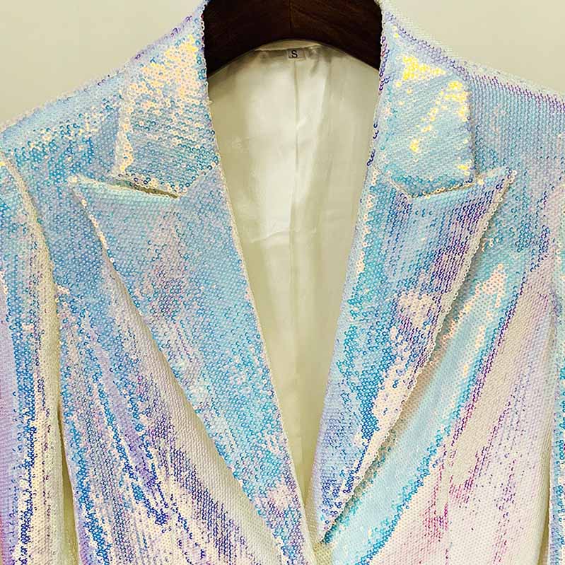 Long Sleeve BLING BLING Shorts Suit Blazer Coat Sparkly Two Piece Suit