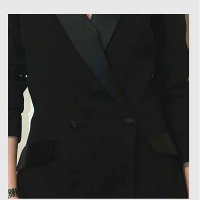Formal Slim Suits Black Double Breasted 2 Pieces Pantsuits Event Suits
