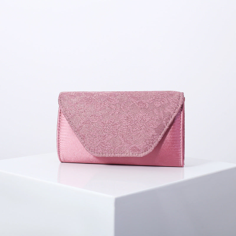 Women’s Envelope Evening Clutch Bag– Metallic Strap Silk Purse for Parties