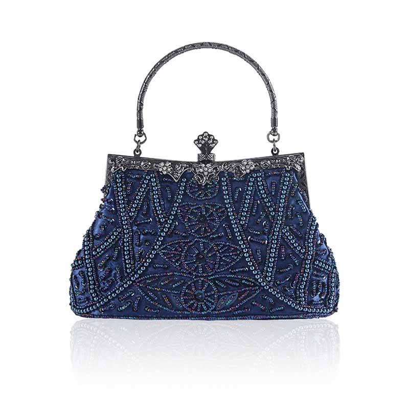 Vintage Beaded Evening Clutch Bag – Prom Event Handbag with Buckle Closure
