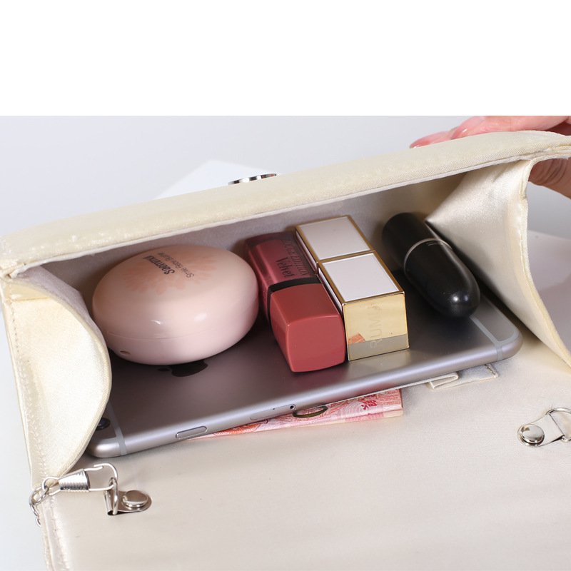 Women’s Envelope Evening Clutch Bag– Metallic Strap Silk Purse for Parties