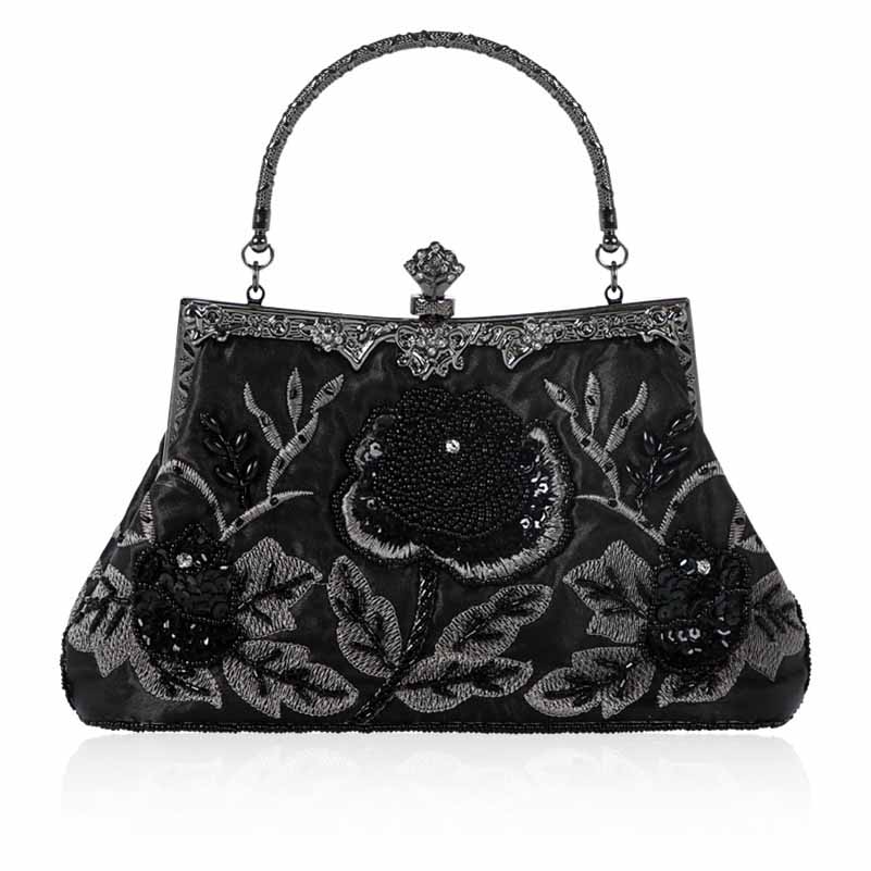 Vintage Beaded Evening Clutch Bag – Prom Party Handbag with Buckle Closure