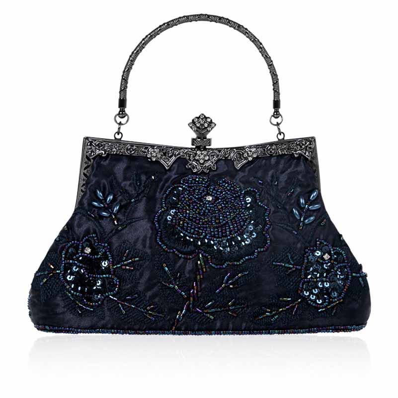 Vintage Beaded Evening Clutch Bag – Prom Party Handbag with Buckle Closure