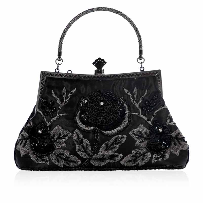 Vintage Beaded Evening Clutch Bag – Prom Party Handbag with Buckle Closure