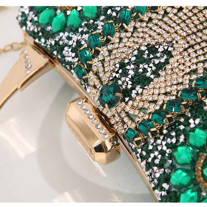 Crystal Beaded Evening Clutch Bag – Wedding Party Prom Ball Handbag with Buckle Closure