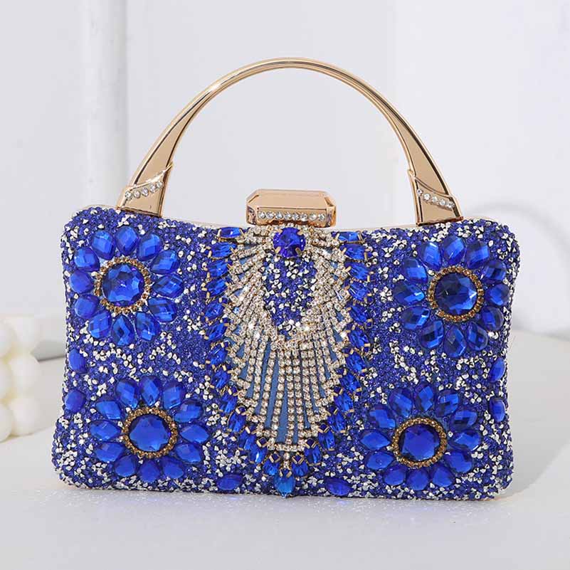 Crystal Beaded Evening Clutch Bag – Wedding Party Prom Ball Handbag with Buckle Closure