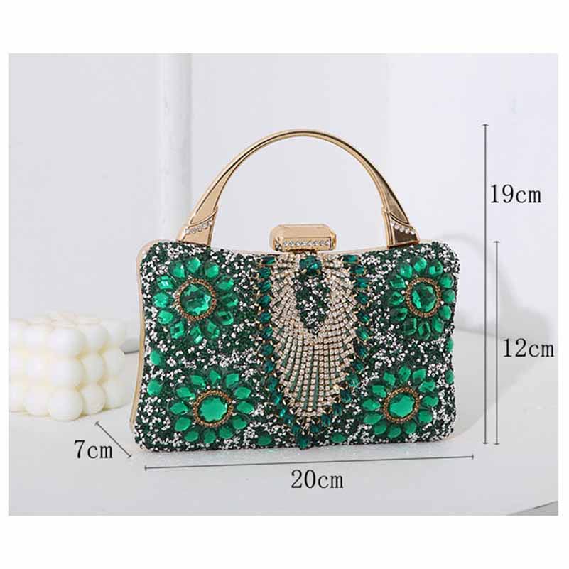 Crystal Beaded Evening Clutch Bag – Wedding Party Prom Ball Handbag with Buckle Closure