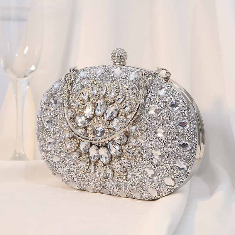 Sparkling Beaded Party Handbag – Women’s Wedding Cocktail Prom Ball Clutch with Buckle Closure