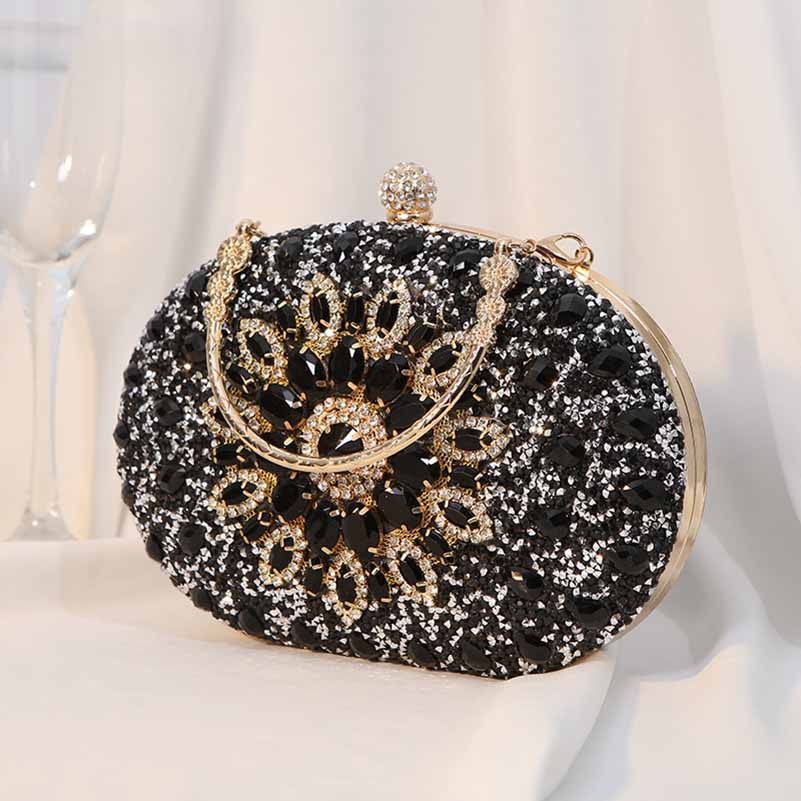 Sparkling Beaded Party Handbag – Women’s Wedding Cocktail Prom Ball Clutch with Buckle Closure