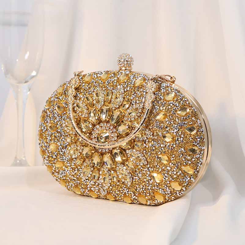 Sparkling Beaded Party Handbag – Women’s Wedding Cocktail Prom Ball Clutch with Buckle Closure