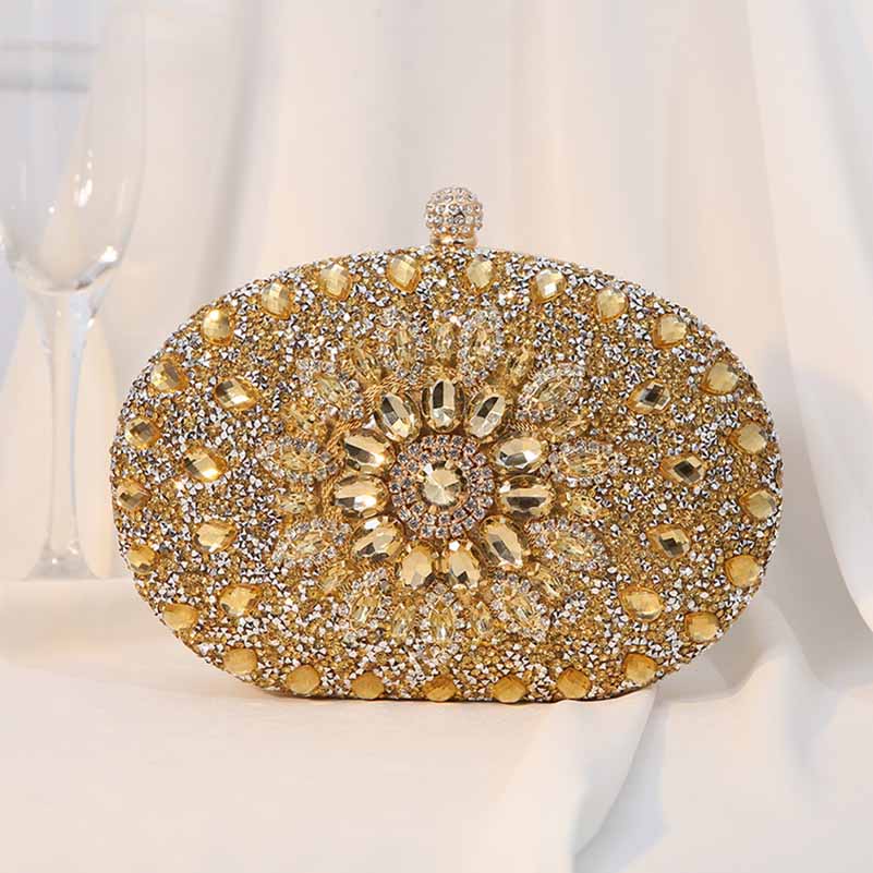 Sparkling Beaded Party Handbag – Women’s Wedding Cocktail Prom Ball Clutch with Buckle Closure