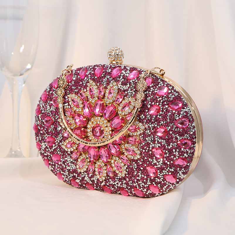 Sparkling Beaded Party Handbag – Women’s Wedding Cocktail Prom Ball Clutch with Buckle Closure