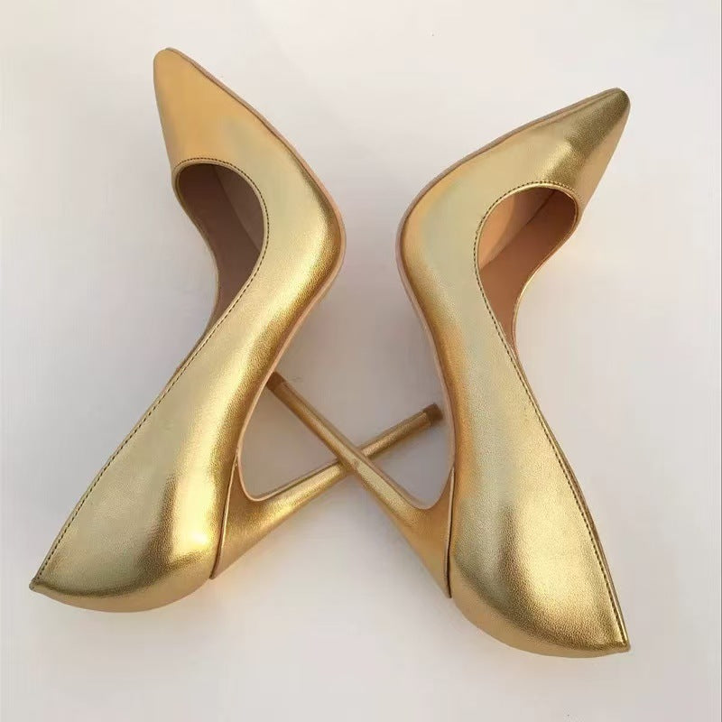 Women’s Metallic High Heels – Elegant Banquet Pumps in Gold & Silver