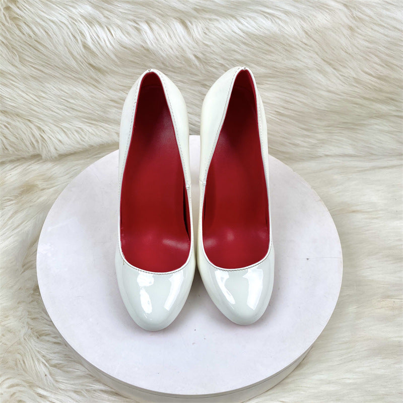 Rounded Toe Stiletto Pumps – Patent Leather Court Shoes for Women
