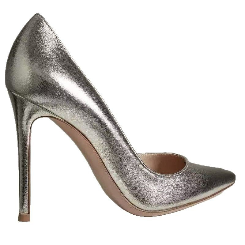 Women’s Metallic High Heels – Elegant Banquet Pumps in Gold & Silver
