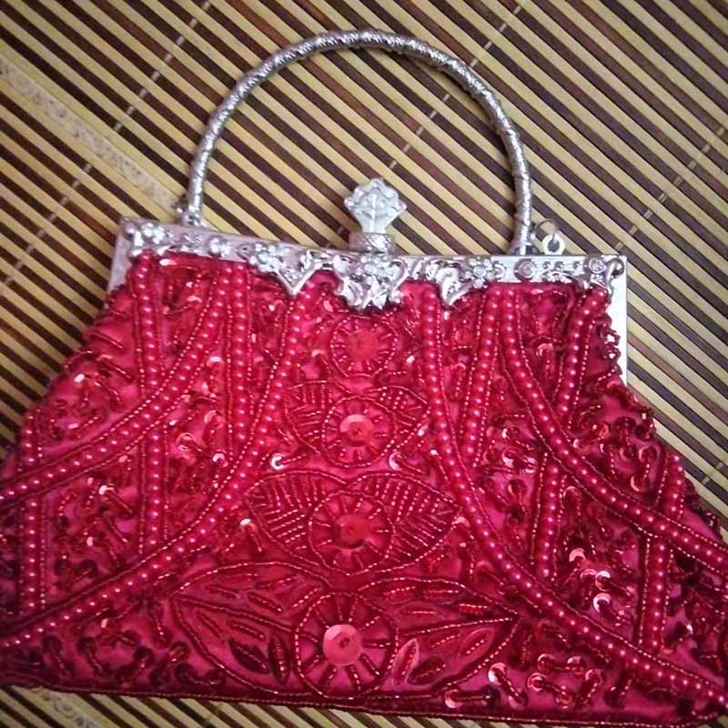 Vintage Beaded Evening Clutch Bag – Prom Event Handbag with Buckle Closure