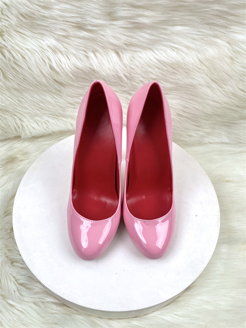 Rounded Toe Stiletto Pumps – Patent Leather Court Shoes for Women