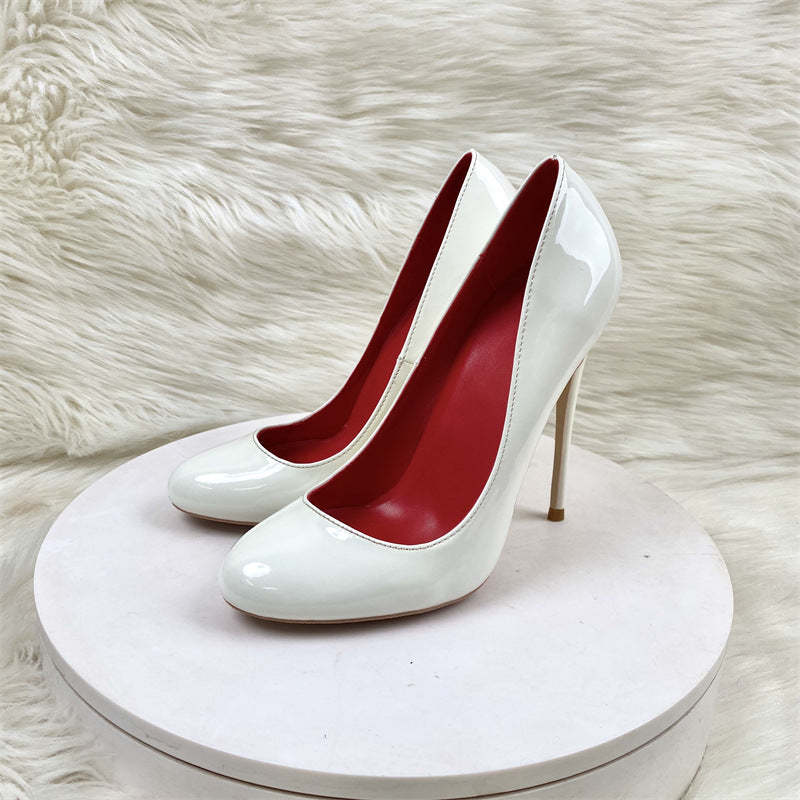 Rounded Toe Stiletto Pumps – Patent Leather Court Shoes for Women
