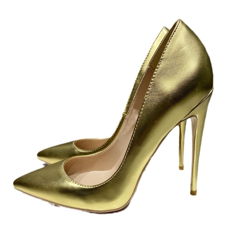 Women’s Metallic High Heels – Elegant Banquet Pumps in Gold & Silver
