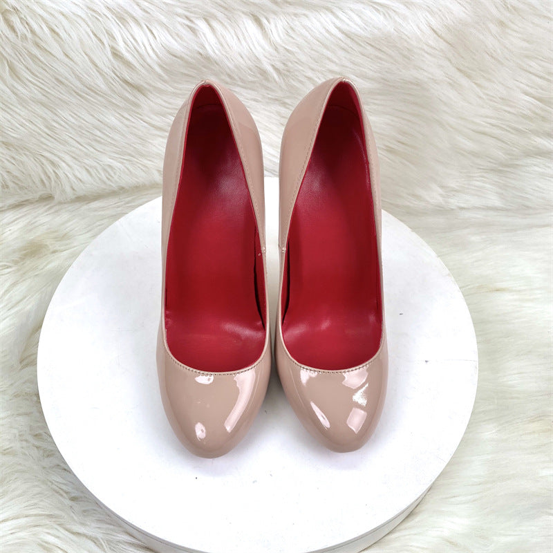 Rounded Toe Stiletto Pumps – Patent Leather Court Shoes for Women