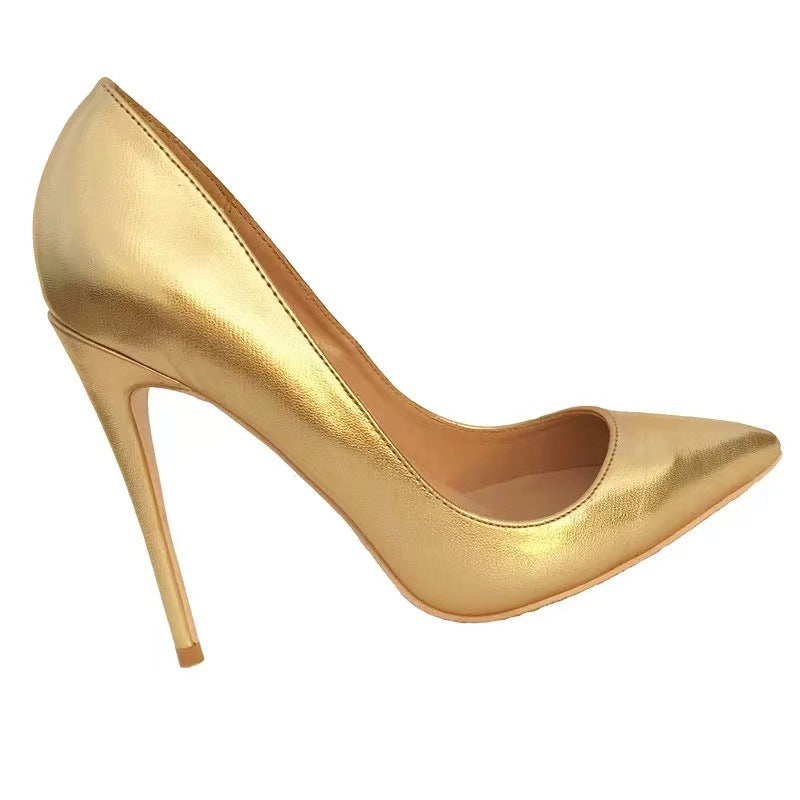 Women’s Metallic High Heels – Elegant Banquet Pumps in Gold & Silver