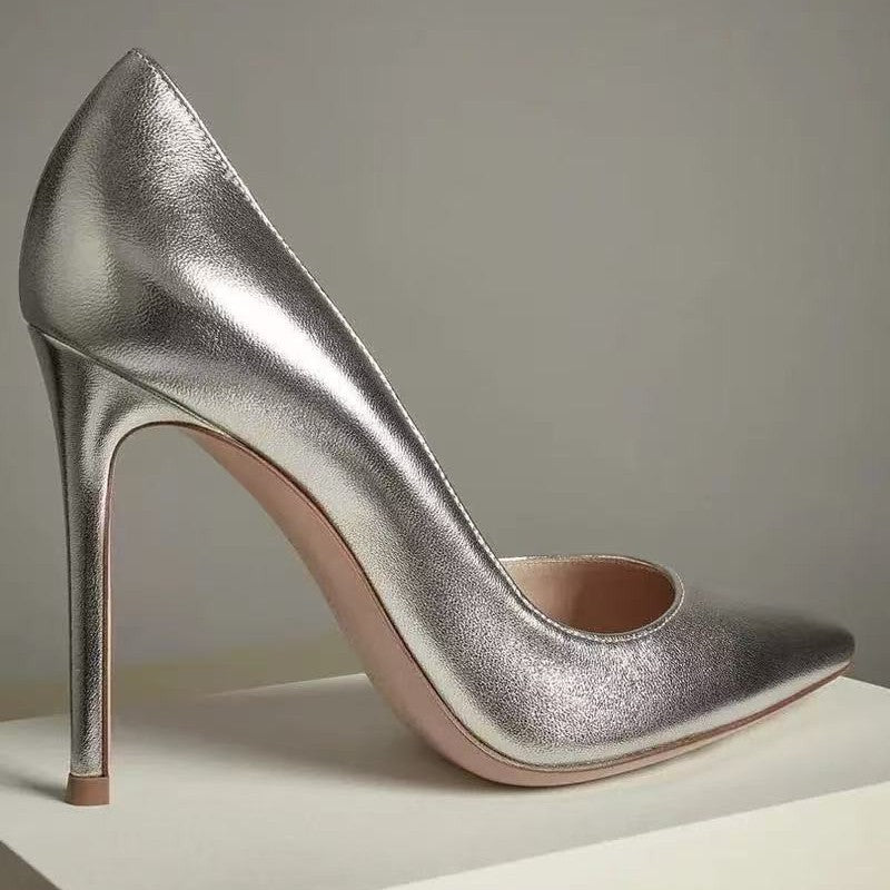 Women’s Metallic High Heels – Elegant Banquet Pumps in Gold & Silver