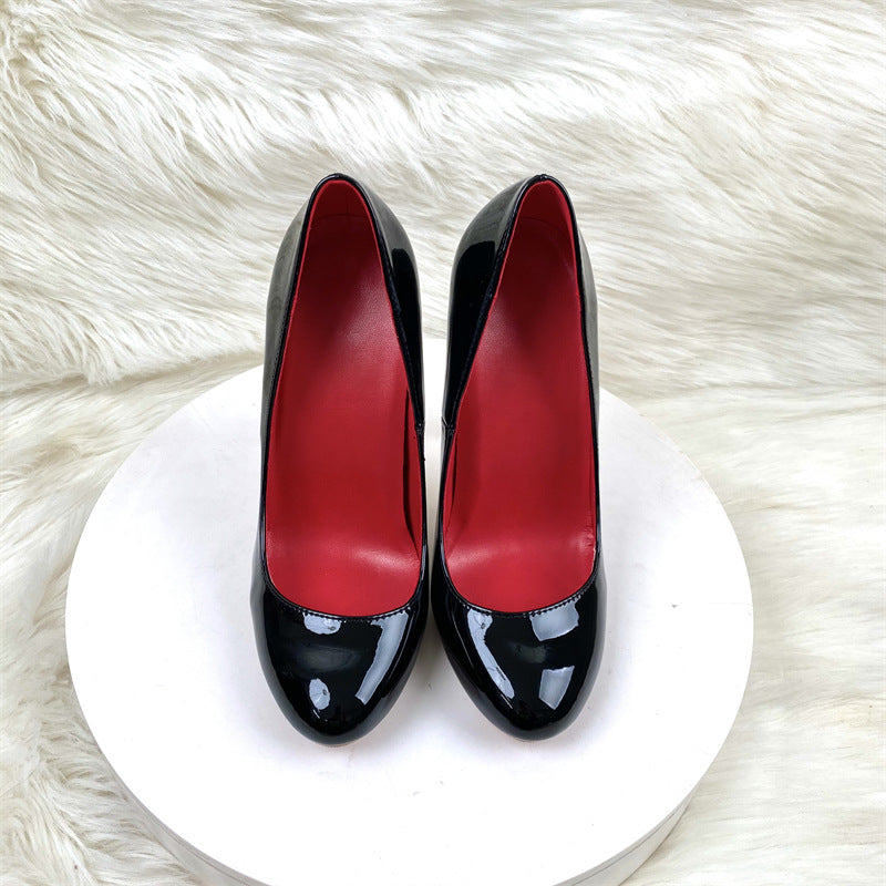 Rounded Toe Stiletto Pumps – Patent Leather Court Shoes for Women