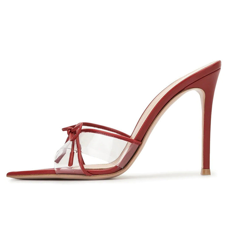 Women’s Transparent PVC High Heel Sandals – Clear Stiletto Ankle Strap Slipper