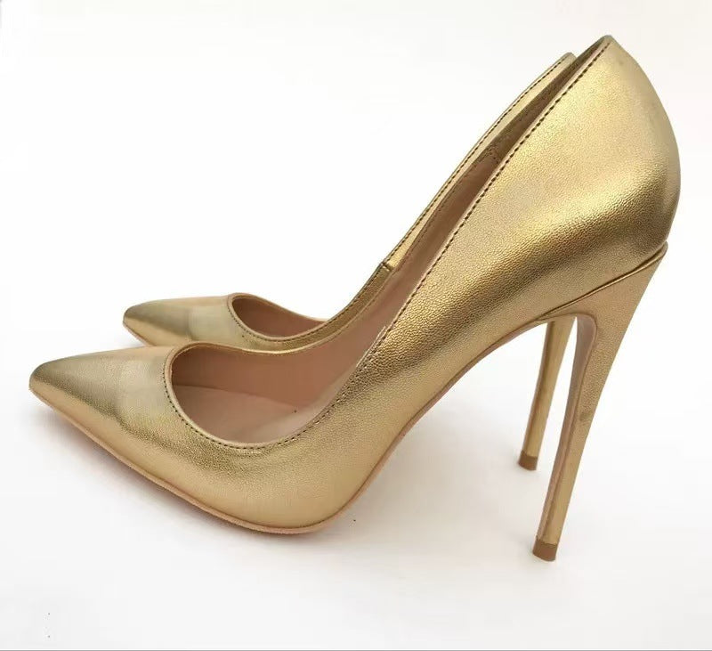 Women’s Metallic High Heels – Elegant Banquet Pumps in Gold & Silver