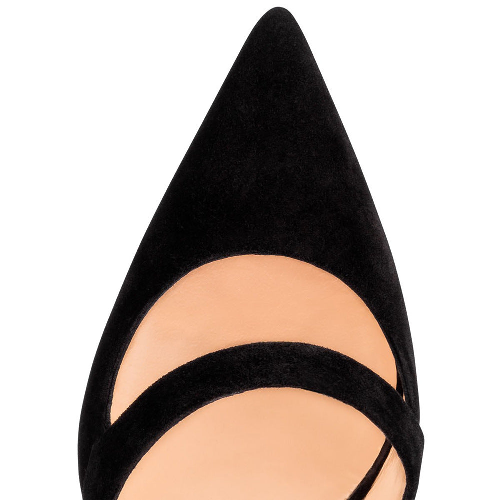 Women’s Black Suede Slingback Heels – Stiletto Sandals for Parties,