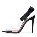 Bow Detail Clear Heel Shoes | Slingback Stiletto Heels for Women