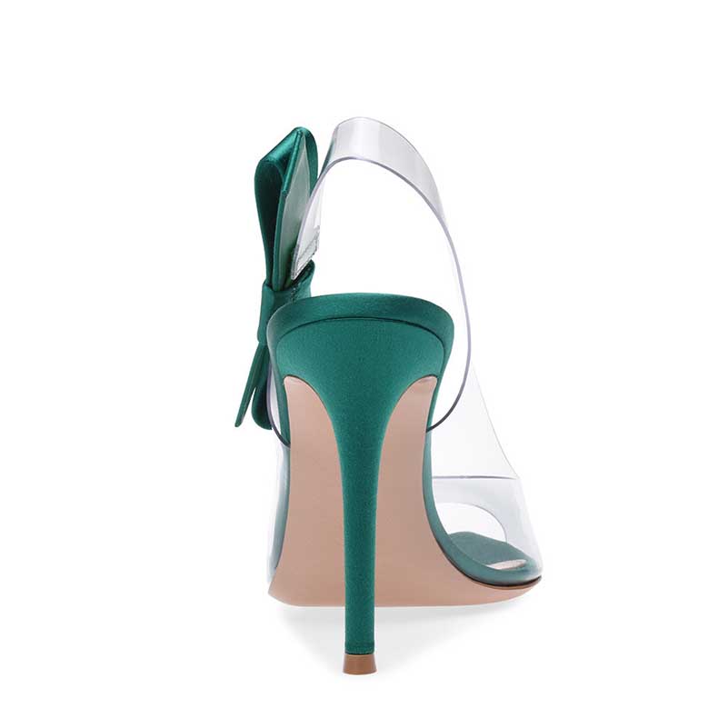 Bow Detail Clear Heel Shoes | Slingback Stiletto Heels for Women