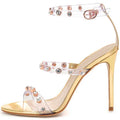 PVC Crystal Stiletto Sandals | Women’s High Heel Embellished Sandals