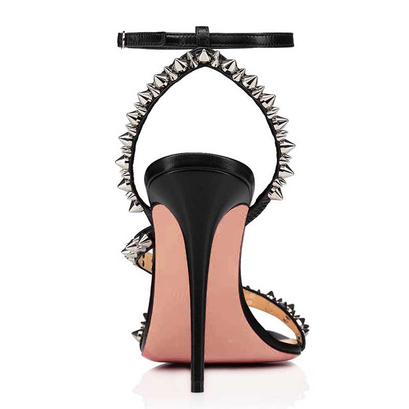 Rivet Stiletto Heel Sandals | Ankle Buckle Dress Shoes for Women