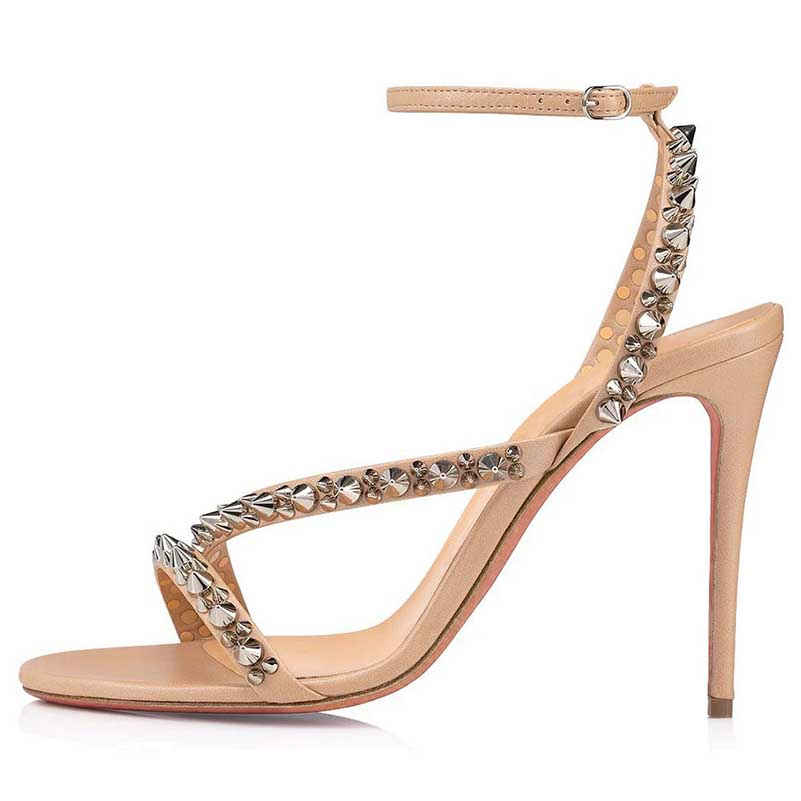 Rivet Stiletto Heel Sandals | Ankle Buckle Dress Shoes for Women