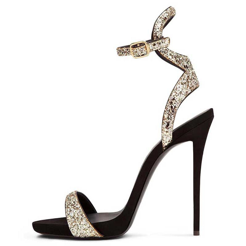 Women's Sparkle High Heels Ankle Straps Pump
