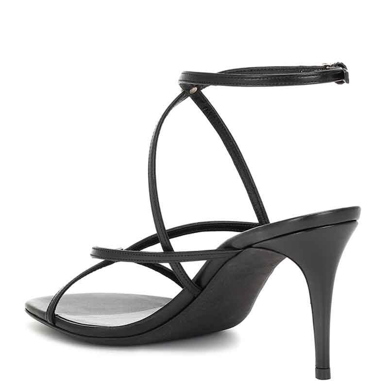 Womens Black Strappy Heeled Sandals
