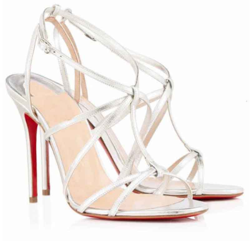 Womens Metallic Strappy Sandals Heels