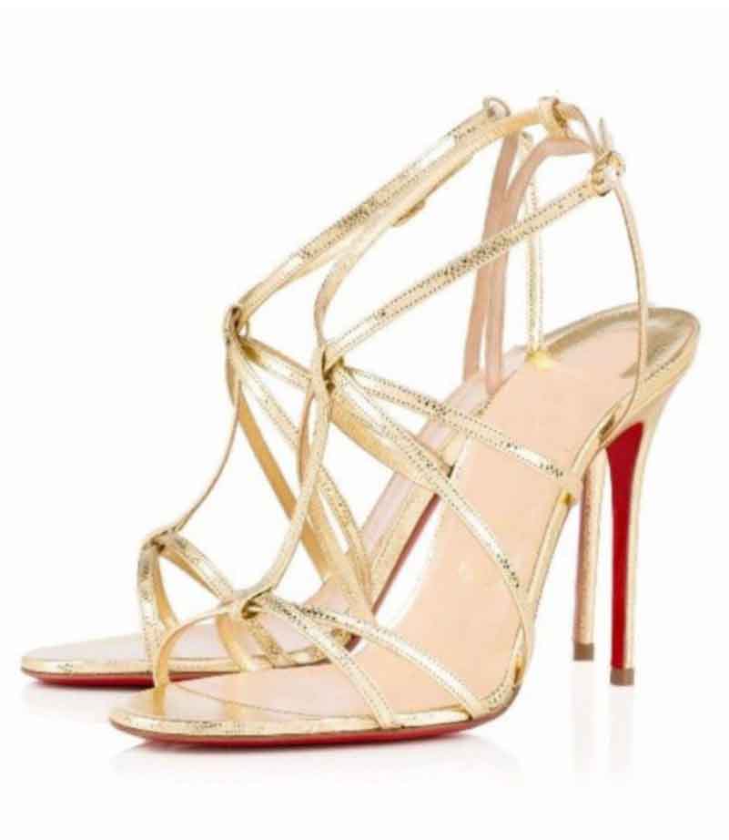 Womens Metallic Strappy Sandals Heels