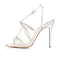Womens Metallic Strappy Sandals Heels