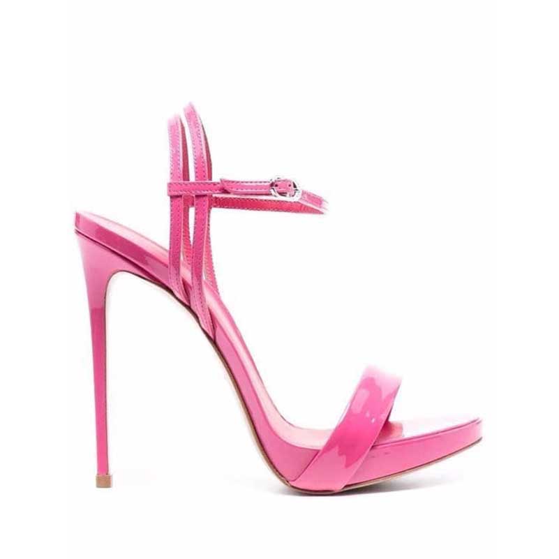 Womens Patent-Leather Sandals Buckle Straps High Heels