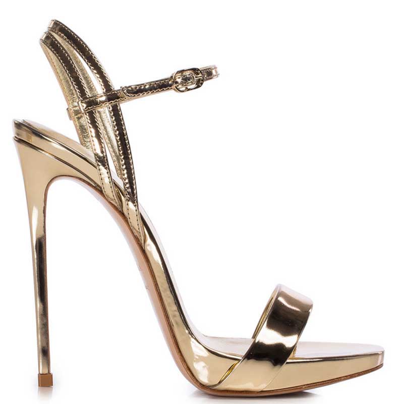 Womens Patent-Leather Sandals Buckle Straps High Heels