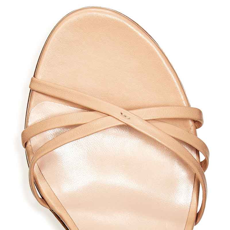 Womens Nude Color Strappy Heeled Sandals
