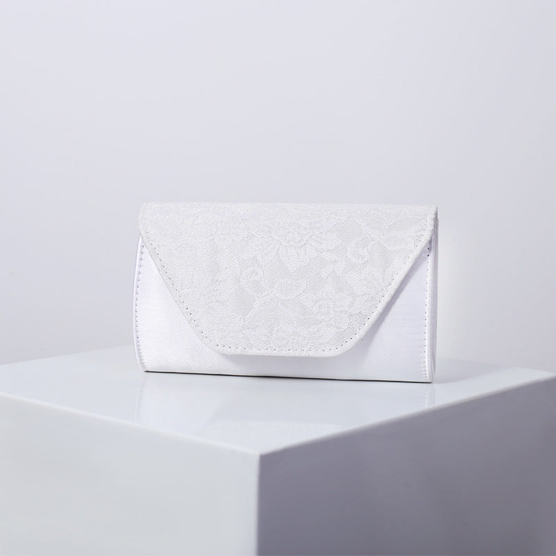 Women’s Envelope Evening Clutch Bag– Metallic Strap Silk Purse for Parties