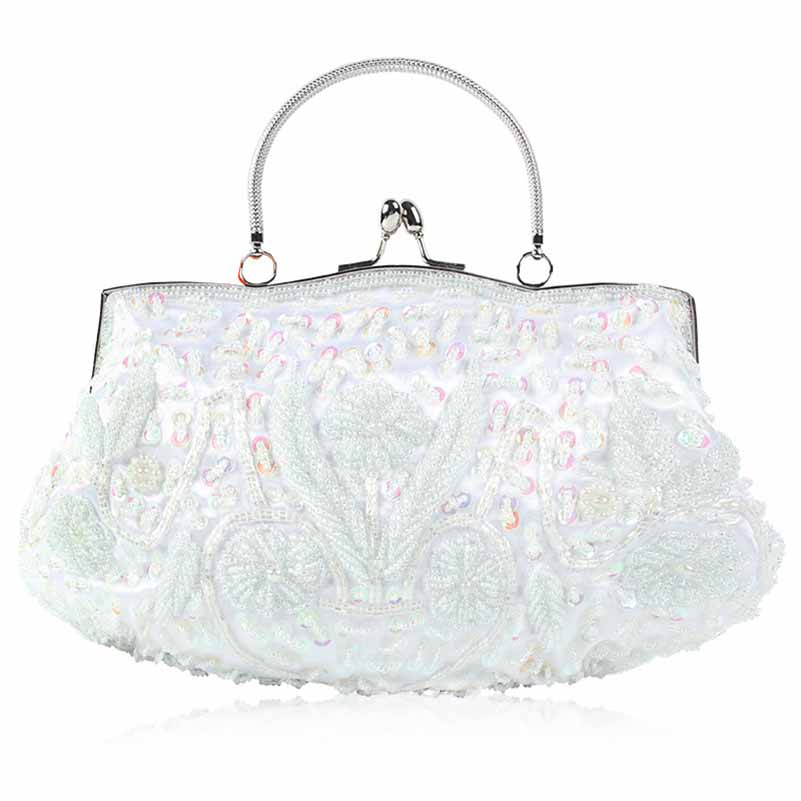 Vintage Beaded Evening Clutch Bag – Wedding Party Handbag with Buckle Closure
